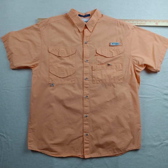 Columbia Mens PFG Bonehead Fishing Shirt Large Orange Short Sleeve FM7130 - Picture 7 of 14